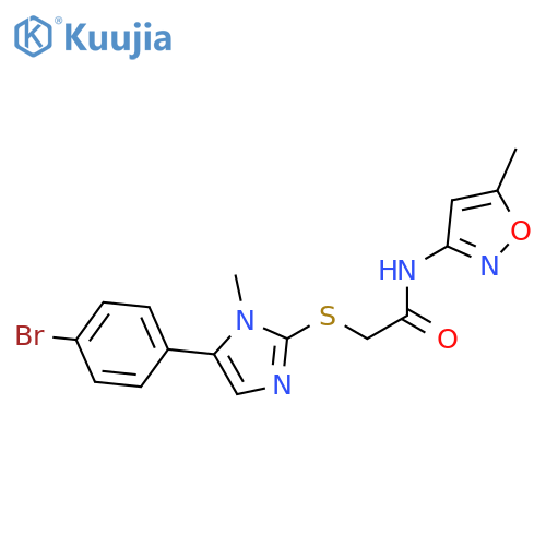 2-{[5-(4-bromophenyl)-1-methyl-1H-imidazol-2-yl]sulfanyl}-N-(5-methyl-1,2-oxazol-3-yl)acetamide structure