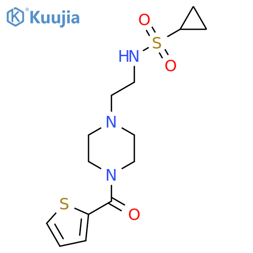 N-{2-4-(thiophene-2-carbonyl)piperazin-1-ylethyl}cyclopropanesulfonamide structure