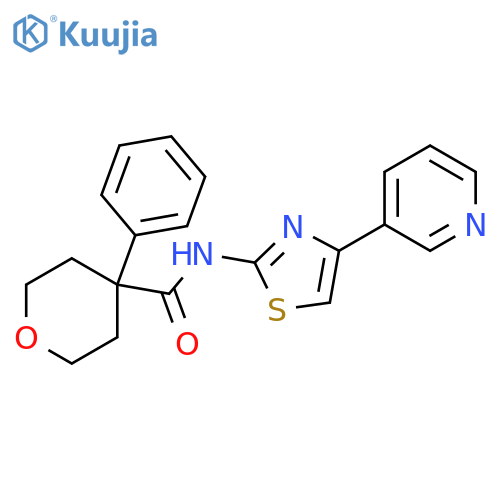 4-phenyl-N-[4-(pyridin-3-yl)-1,3-thiazol-2-yl]oxane-4-carboxamide structure