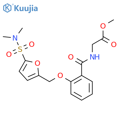 methyl 2-(2-{5-(dimethylsulfamoyl)furan-2-ylmethoxy}phenyl)formamidoacetate structure