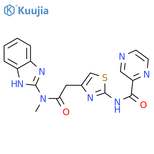 N-4-({(1H-1,3-benzodiazol-2-yl)methylcarbamoyl}methyl)-1,3-thiazol-2-ylpyrazine-2-carboxamide structure