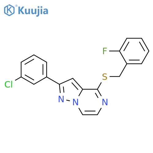2-(3-chlorophenyl)-4-{[(2-fluorophenyl)methyl]sulfanyl}pyrazolo[1,5-a]pyrazine structure