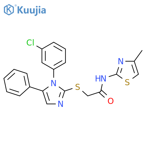 2-{[1-(3-chlorophenyl)-5-phenyl-1H-imidazol-2-yl]sulfanyl}-N-(4-methyl-1,3-thiazol-2-yl)acetamide structure