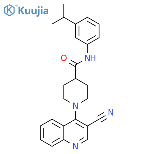 1-(3-cyanoquinolin-4-yl)-N-[3-(propan-2-yl)phenyl]piperidine-4-carboxamide structure