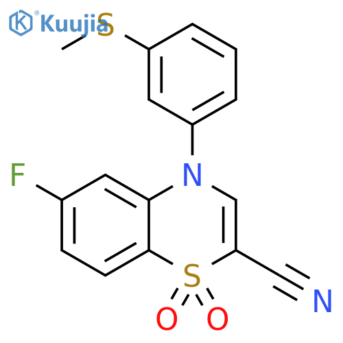 6-fluoro-4-[3-(methylsulfanyl)phenyl]-1,1-dioxo-4H-1lambda6,4-benzothiazine-2-carbonitrile structure