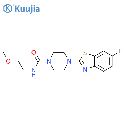 4-(6-fluoro-1,3-benzothiazol-2-yl)-N-(2-methoxyethyl)piperazine-1-carboxamide structure