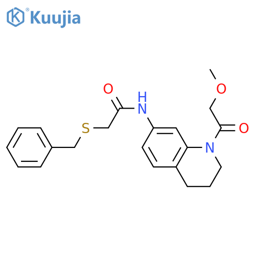 2-(benzylsulfanyl)-N-1-(2-methoxyacetyl)-1,2,3,4-tetrahydroquinolin-7-ylacetamide structure