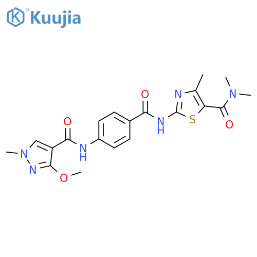2-4-(3-methoxy-1-methyl-1H-pyrazole-4-amido)benzamido-N,N,4-trimethyl-1,3-thiazole-5-carboxamide structure