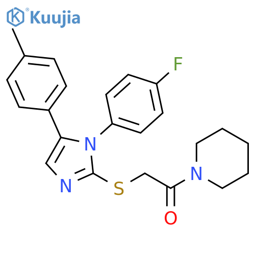 2-{[1-(4-fluorophenyl)-5-(4-methylphenyl)-1H-imidazol-2-yl]sulfanyl}-1-(piperidin-1-yl)ethan-1-one structure