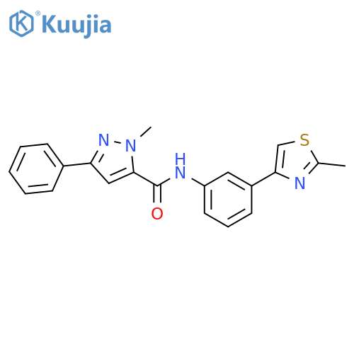1-methyl-N-3-(2-methyl-1,3-thiazol-4-yl)phenyl-3-phenyl-1H-pyrazole-5-carboxamide structure