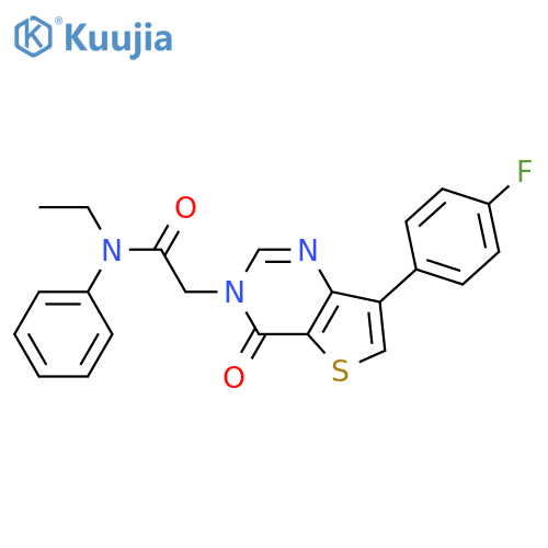 N-ethyl-2-[7-(4-fluorophenyl)-4-oxo-3H,4H-thieno[3,2-d]pyrimidin-3-yl]-N-phenylacetamide structure