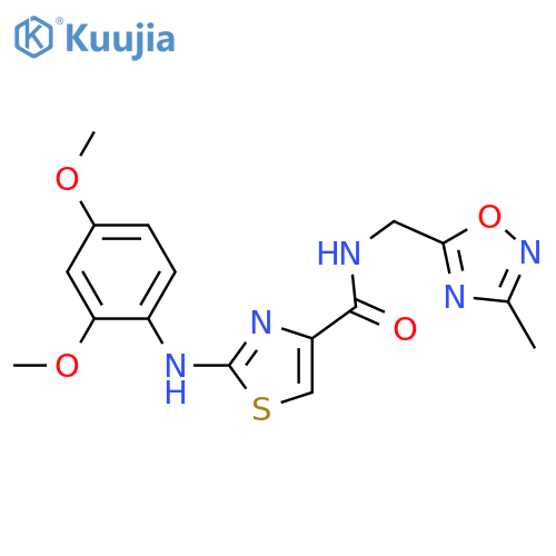 2-(2,4-dimethoxyphenyl)amino-N-(3-methyl-1,2,4-oxadiazol-5-yl)methyl-1,3-thiazole-4-carboxamide structure