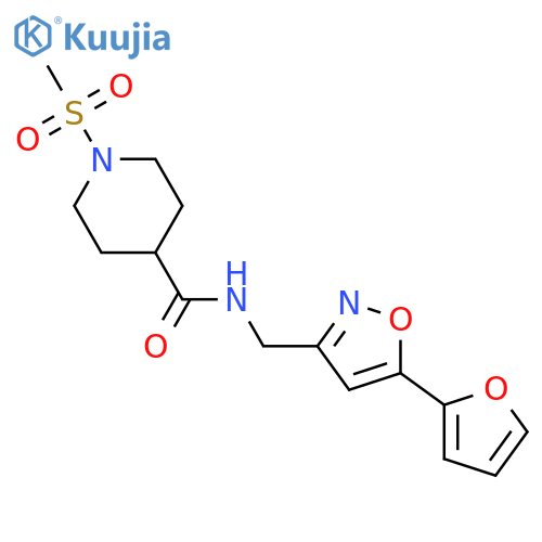 N-{[5-(furan-2-yl)-1,2-oxazol-3-yl]methyl}-1-methanesulfonylpiperidine-4-carboxamide structure