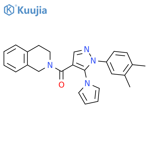 2-1-(3,4-dimethylphenyl)-5-(1H-pyrrol-1-yl)-1H-pyrazole-4-carbonyl-1,2,3,4-tetrahydroisoquinoline structure