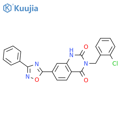 3-[(2-chlorophenyl)methyl]-7-(3-phenyl-1,2,4-oxadiazol-5-yl)-1,2,3,4-tetrahydroquinazoline-2,4-dione structure