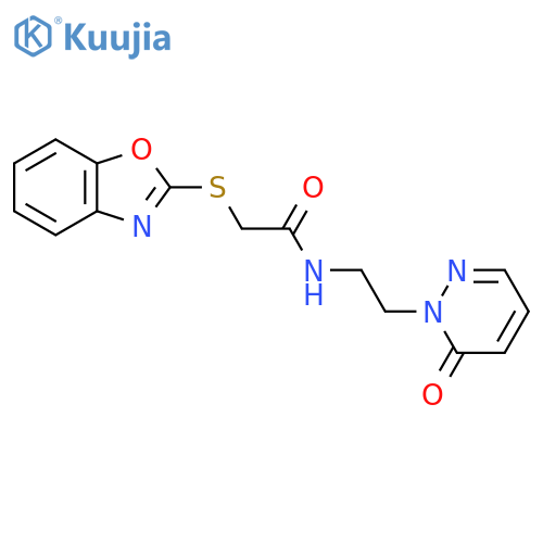 2-(1,3-benzoxazol-2-ylsulfanyl)-N-2-(6-oxo-1,6-dihydropyridazin-1-yl)ethylacetamide structure