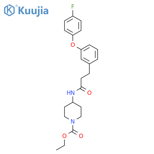 ethyl 4-{3-3-(4-fluorophenoxy)phenylpropanamido}piperidine-1-carboxylate structure