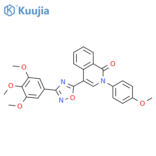 2-(4-methoxyphenyl)-4-[3-(3,4,5-trimethoxyphenyl)-1,2,4-oxadiazol-5-yl]-1,2-dihydroisoquinolin-1-one structure