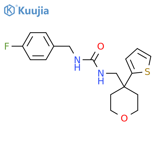 1-(4-fluorophenyl)methyl-3-{4-(thiophen-2-yl)oxan-4-ylmethyl}urea structure