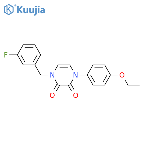 1-(4-ethoxyphenyl)-4-(3-fluorophenyl)methyl-1,2,3,4-tetrahydropyrazine-2,3-dione structure
