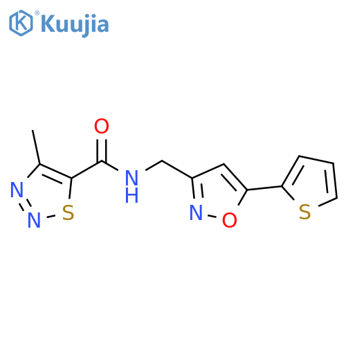 4-methyl-N-{[5-(thiophen-2-yl)-1,2-oxazol-3-yl]methyl}-1,2,3-thiadiazole-5-carboxamide structure