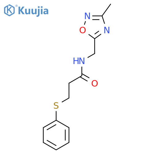 N-(3-methyl-1,2,4-oxadiazol-5-yl)methyl-3-(phenylsulfanyl)propanamide structure