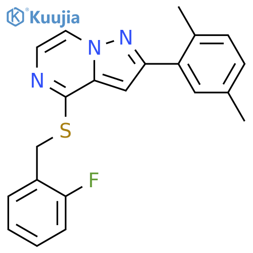 2-(2,5-dimethylphenyl)-4-{[(2-fluorophenyl)methyl]sulfanyl}pyrazolo[1,5-a]pyrazine structure