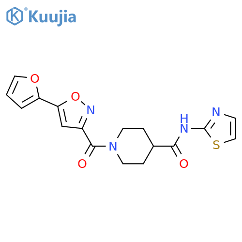 1-[5-(furan-2-yl)-1,2-oxazole-3-carbonyl]-N-(1,3-thiazol-2-yl)piperidine-4-carboxamide structure