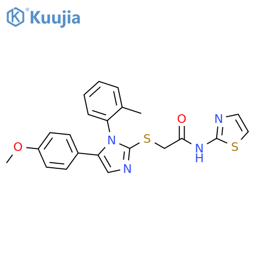 2-{[5-(4-methoxyphenyl)-1-(2-methylphenyl)-1H-imidazol-2-yl]sulfanyl}-N-(1,3-thiazol-2-yl)acetamide structure