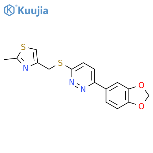 3-(2H-1,3-benzodioxol-5-yl)-6-{(2-methyl-1,3-thiazol-4-yl)methylsulfanyl}pyridazine structure
