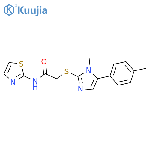 2-{[1-methyl-5-(4-methylphenyl)-1H-imidazol-2-yl]sulfanyl}-N-(1,3-thiazol-2-yl)acetamide structure