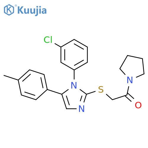 2-{[1-(3-chlorophenyl)-5-(4-methylphenyl)-1H-imidazol-2-yl]sulfanyl}-1-(pyrrolidin-1-yl)ethan-1-one structure