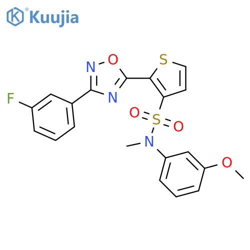 2-[3-(3-fluorophenyl)-1,2,4-oxadiazol-5-yl]-N-(3-methoxyphenyl)-N-methylthiophene-3-sulfonamide structure