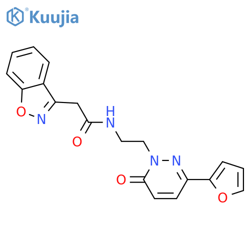 2-(1,2-benzoxazol-3-yl)-N-{2-3-(furan-2-yl)-6-oxo-1,6-dihydropyridazin-1-ylethyl}acetamide structure