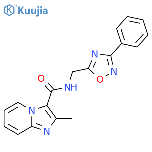 2-methyl-N-(3-phenyl-1,2,4-oxadiazol-5-yl)methylimidazo1,2-apyridine-3-carboxamide structure