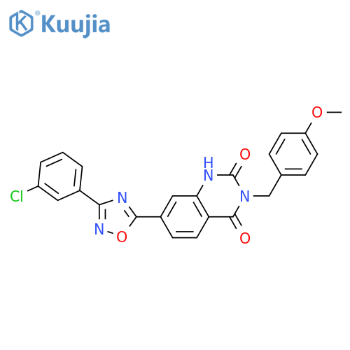 7-[3-(3-chlorophenyl)-1,2,4-oxadiazol-5-yl]-3-[(4-methoxyphenyl)methyl]-1,2,3,4-tetrahydroquinazoline-2,4-dione structure