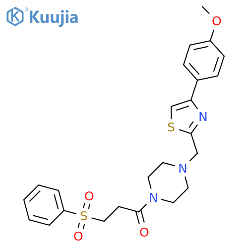 3-(benzenesulfonyl)-1-(4-{4-(4-methoxyphenyl)-1,3-thiazol-2-ylmethyl}piperazin-1-yl)propan-1-one structure