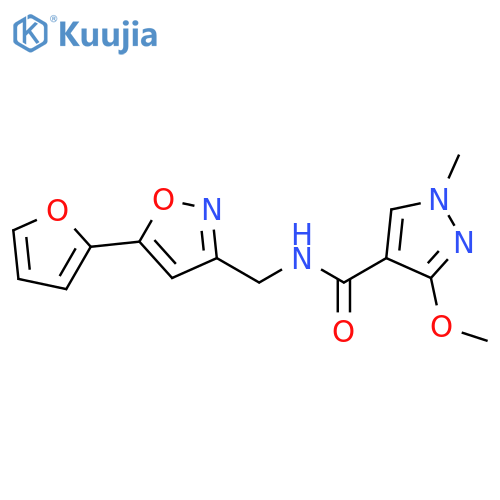N-{5-(furan-2-yl)-1,2-oxazol-3-ylmethyl}-3-methoxy-1-methyl-1H-pyrazole-4-carboxamide structure