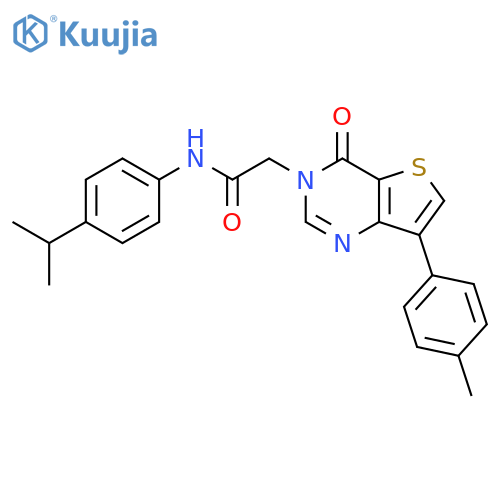 2-[7-(4-methylphenyl)-4-oxo-3H,4H-thieno[3,2-d]pyrimidin-3-yl]-N-[4-(propan-2-yl)phenyl]acetamide structure