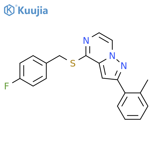 4-{[(4-fluorophenyl)methyl]sulfanyl}-2-(2-methylphenyl)pyrazolo[1,5-a]pyrazine structure