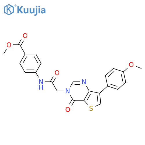 methyl 4-{2-[7-(4-methoxyphenyl)-4-oxo-3H,4H-thieno[3,2-d]pyrimidin-3-yl]acetamido}benzoate structure