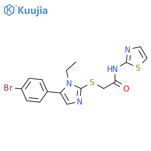 2-{[5-(4-bromophenyl)-1-ethyl-1H-imidazol-2-yl]sulfanyl}-N-(1,3-thiazol-2-yl)acetamide structure