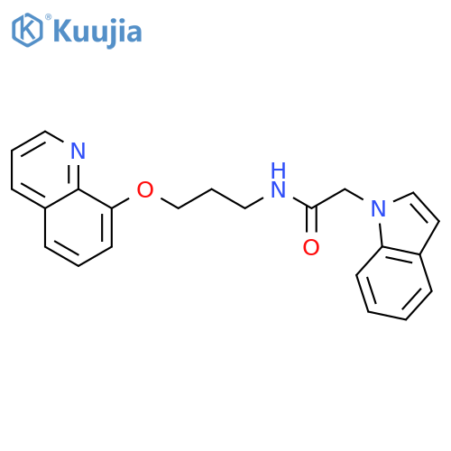 2-(1H-indol-1-yl)-N-3-(quinolin-8-yloxy)propylacetamide structure