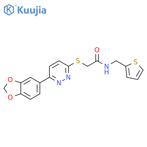 2-{[6-(2H-1,3-benzodioxol-5-yl)pyridazin-3-yl]sulfanyl}-N-[(thiophen-2-yl)methyl]acetamide structure