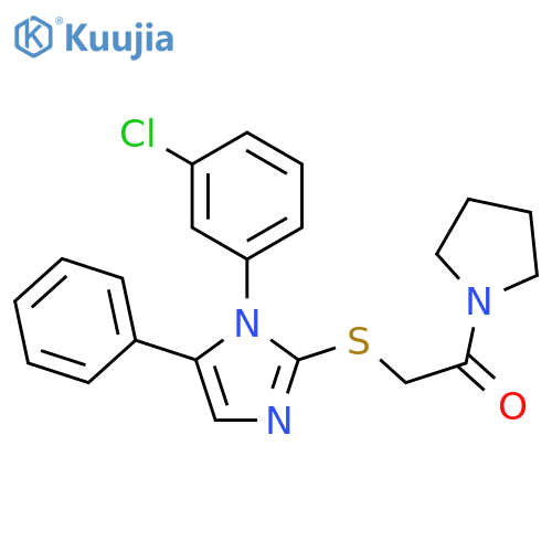 2-{[1-(3-chlorophenyl)-5-phenyl-1H-imidazol-2-yl]sulfanyl}-1-(pyrrolidin-1-yl)ethan-1-one structure