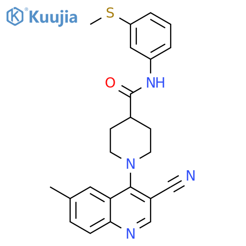 1-(3-cyano-6-methylquinolin-4-yl)-N-[3-(methylsulfanyl)phenyl]piperidine-4-carboxamide structure