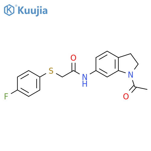 N-(1-acetyl-2,3-dihydro-1H-indol-6-yl)-2-(4-fluorophenyl)sulfanylacetamide structure