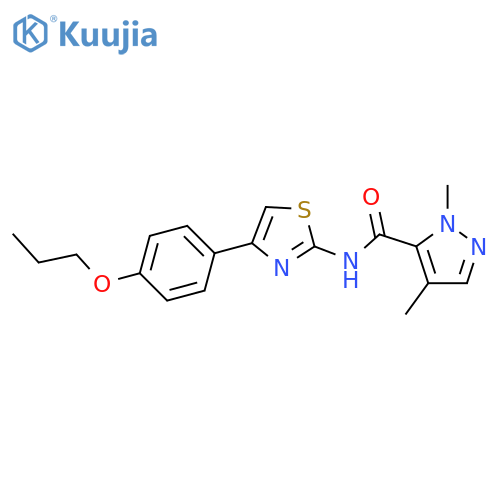 1,4-dimethyl-N-[4-(4-propoxyphenyl)-1,3-thiazol-2-yl]-1H-pyrazole-5-carboxamide structure