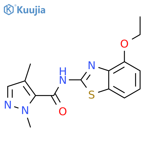 N-(4-ethoxy-1,3-benzothiazol-2-yl)-1,4-dimethyl-1H-pyrazole-5-carboxamide structure