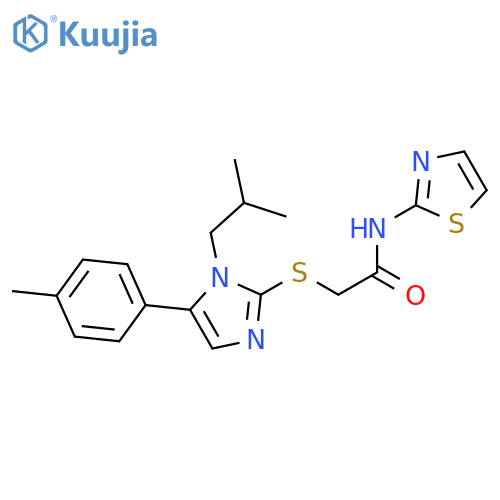 2-{[5-(4-methylphenyl)-1-(2-methylpropyl)-1H-imidazol-2-yl]sulfanyl}-N-(1,3-thiazol-2-yl)acetamide structure